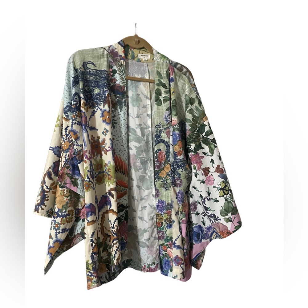 EUC World Market Floral Patchwork Kimono one size up to  3X 🌸🌺🌹 BIN 132